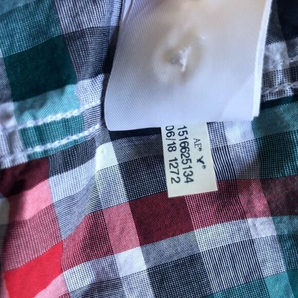 AMERICAN EAGLE SHIRT, RED Teal Check, Size X-Large - Picture 4 of 6